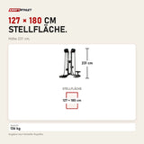 Maßbild Ropeflex RX2500D Doppelstation: Stellfläche 127 × 180 cm, Höhe 231 cm