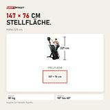 Maßbild Ropeflex RX4400 Kletter-Seiltrainer: Stellfläche 147 × 76 cm, Höhe 229 cm