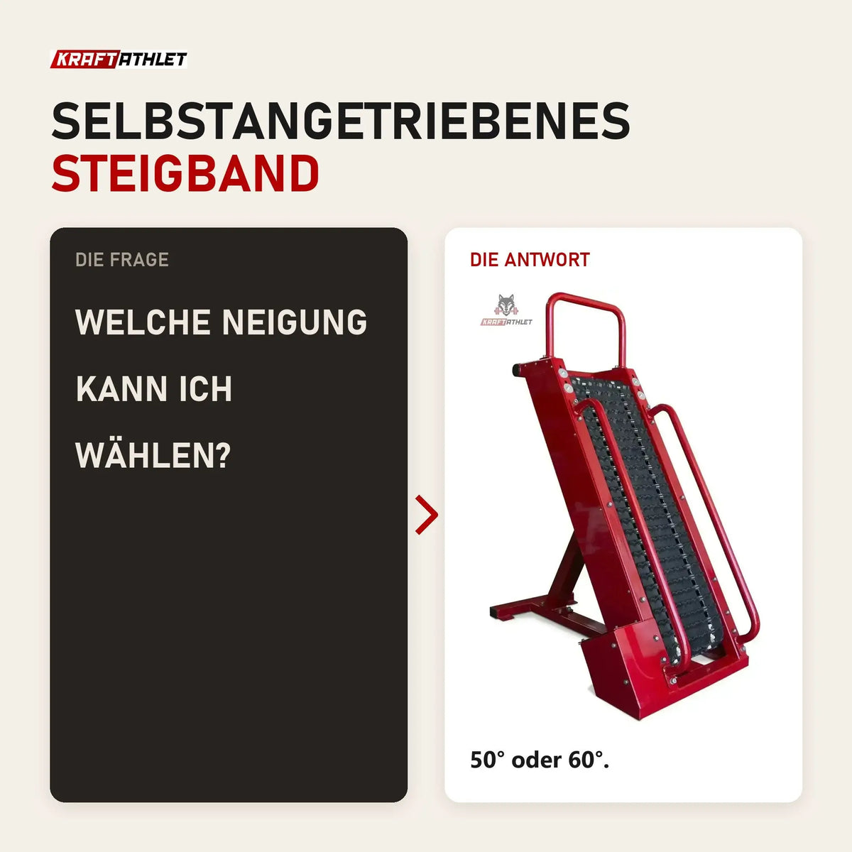 Frage und Antwort zu Ropeflex RX4405 Steigband-Trainer: Welche Neigung kann ich wählen?