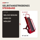 Frage und Antwort zu Ropeflex RX4405 Steigband-Trainer: Welche Neigung kann ich wählen?