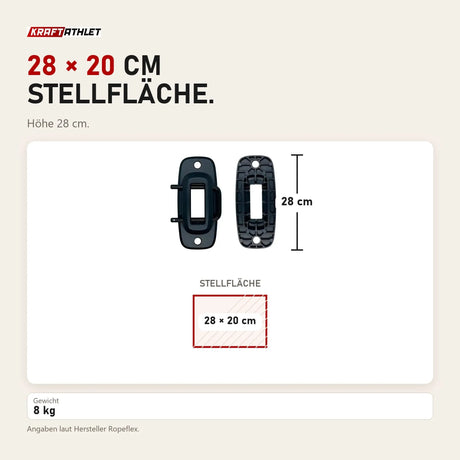 Maßbild Ropeflex RX505 Endlosseil-Trommel: Stellfläche 28 × 20 cm, Höhe 28 cm