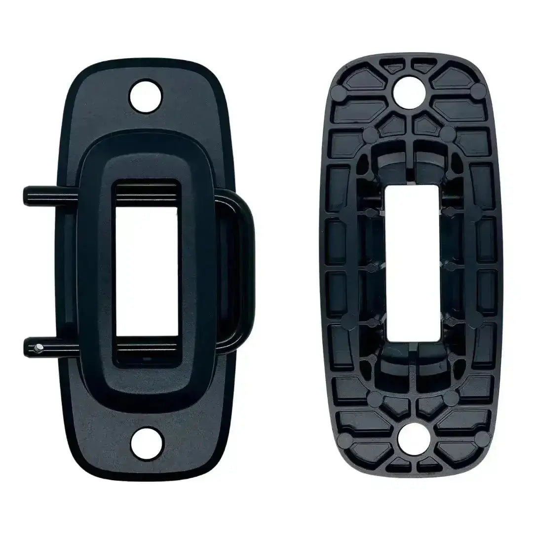 Ropeflex RX505 Endlosseil-Trommel, Montageplatten von vorne und hinten vor weißem Hintergrund
