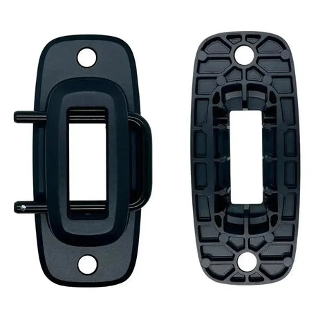 Ropeflex RX505 Endlosseil-Trommel, Montageplatten von vorne und hinten vor weißem Hintergrund