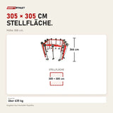Maßbild Ropeflex RX8100 Spartan Rig: Stellfläche 305 × 305 cm, Höhe 366 cm
