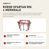 Ropeflex RX8100 Spartan Rig mit 4 Merkmalen: Viele Seilstationen an einem Rig, Outdoor IP64, Widerstand ca. 200 lb je Station, Optionale Digitalzähler in Polycarbonat-Gehäuse
