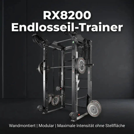 Ropeflex RX8200 Endlosseil-Rig, Grafik mit Titel und Gesamtansicht