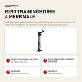 Ropeflex RX90 Trainingsturm mit 4 Merkmalen: Stacktrax-Schnellwechsel, RX505 Endlosseil-Trommel inklusive, Landmine, Multibar