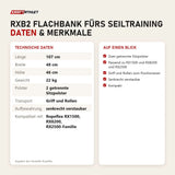 Technische Daten und Merkmale von Ropeflex RXB2 Flachbank fürs Seiltraining als Tabelle