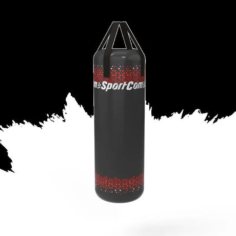 SportCom Air-Water Trainingssandsack in Schwarz mit rotem Muster, Frontansicht als Produktbild