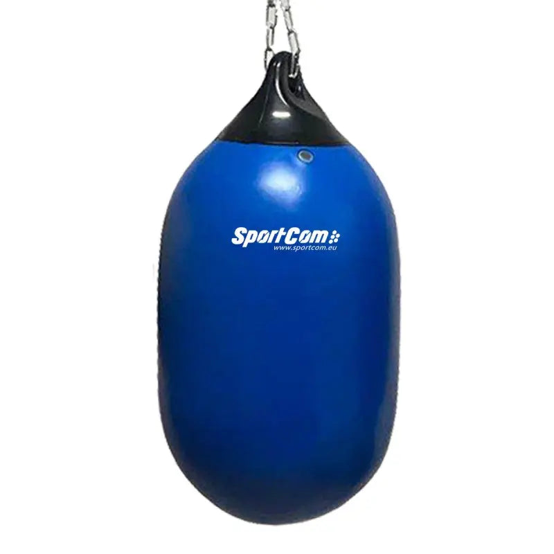 SportCom AquaStrike Wassersandsack Blau, Frontansicht in Blau, an einer Kette hängend, freigestellt