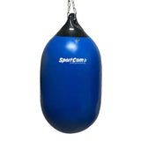 SportCom AquaStrike Wassersandsack Blau, Frontansicht in Blau, an einer Kette hängend, freigestellt