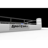SportCom Aufblasbarer Boxring – Detail der aufblasbaren Seitenwand mit Logo und Seilen