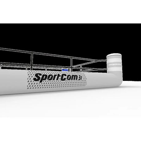 SportCom Aufblasbarer Boxring – Detail der aufblasbaren Seitenwand mit Logo und Seilen