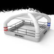 SportCom Aufblasbarer Boxring mit Überdachung, Render in Weiß, Variante mit 2 Bannern