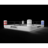SportCom Aufblasbarer Boxring – flache Seitenansicht mit roten und blauen Eckpfosten