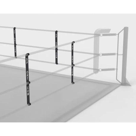 SportCom Boxring-Seiltrenner 8er-Set an drei Seilen, Grafik eines Rings mit senkrechten Trennern