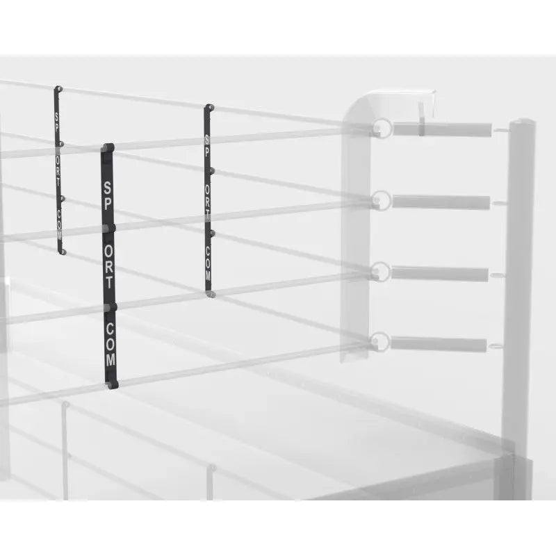 SportCom Boxring-Seiltrenner 8er-Set an vier Seilen, Grafik mit Trennern und sichtbarem Schriftzug