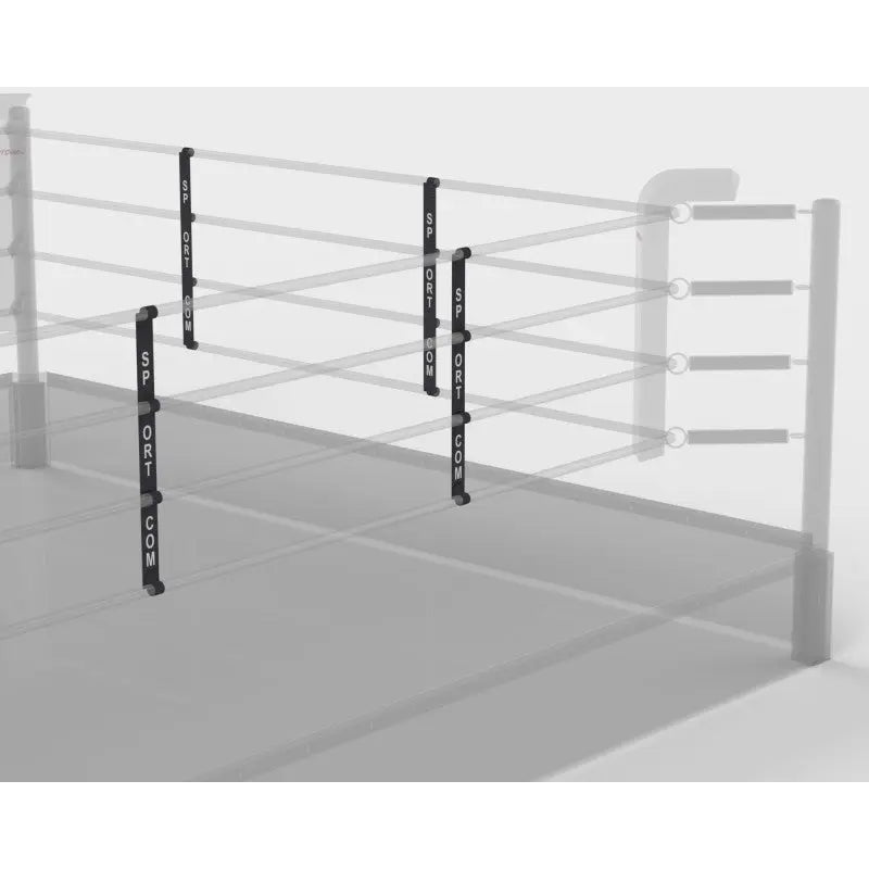 SportCom Boxring-Seiltrenner 8er-Set an vier Seilen, Grafik eines Rings mit senkrechten Trennern