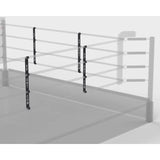 SportCom Boxring-Seiltrenner 8er-Set an vier Seilen, Grafik eines Rings mit senkrechten Trennern