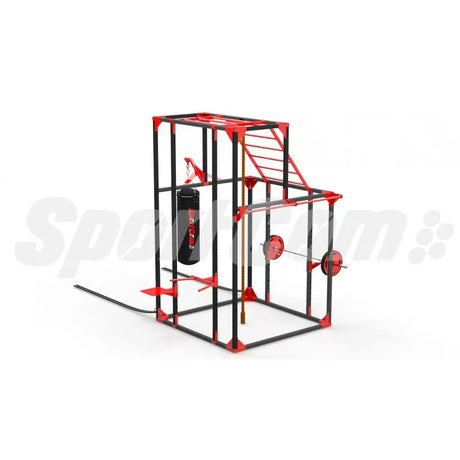 SportCom Cross-Training-Station, Render Größe S mit Klettergerüst und Sandsack