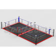 SportCom Doppel-Boxring mit Spannseilen und Stahlpfosten, Render der Variante 4 x 8 m mit grauem Boden
