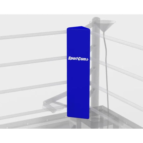 SportCom Eckpolster-Set für Boxringe mit 4 Seilen, Variante kurz 110 x 30 cm, blaues Polster am Pfosten als Rendering