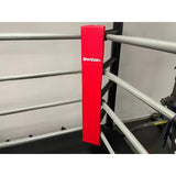 SportCom Eckpolster-Set für Boxringe mit 4 Seilen, rotes Polster am Ringpfosten mit grauen Seilen