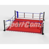 SportCom Ecofix Bodenmontage-Boxring mit Spannseilen, Render mit rotem Boden aus flacher Ansicht