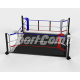 SportCom Ecofix Bodenmontage-Boxring mit Aluminiumrand, Render der Variante 4 x 4 m mit grauem Boden