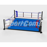 SportCom Ecofix Bodenmontage-Boxring mit Aluminiumrand, Render der Variante 5 x 5 m mit blauem Boden