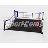 SportCom Ecofix Bodenmontage-Boxring mit Aluminiumrand, Render der Variante 5 x 5 m mit grauem Boden