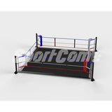 SportCom Ecofix Bodenmontage-Boxring mit Aluminiumrand, Render der Variante 6 x 6 m mit grauem Boden