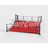 SportCom Ecofix Bodenmontage-Boxring mit Aluminiumrand, Render der Variante 6 x 6 m mit rotem Boden