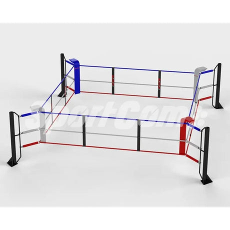 SportCom Ecofix Bodenmontage-Boxring in 5 x 5 m, Schrägansicht vor hellem Hintergrund
