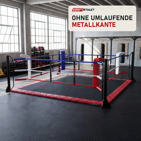 SportCom Ecofix Boxring mit Spannseil-Plane in einem hellen Kampfsportstudio