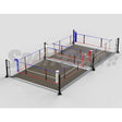 SportCom Ecofix Doppel-Boxring mit Aluminiumrand, Render der Variante 4 x 8 m mit grauem Boden