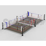 SportCom Ecofix Doppel-Boxring mit Aluminiumrand, Render der Variante 5 x 10 m mit grauem Boden