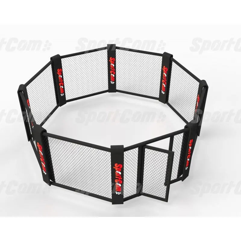 SportCom Faltbarer MMA-Käfig, Render ohne Matte, acht Paneele mit Tür