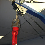 SportCom Feste Sandsackhalterung mit Umlenkrolle, Detail der Umlenkrolle mit Stabilisierungsring