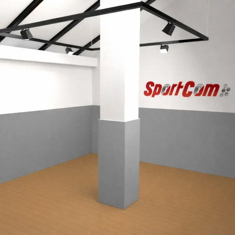 SportCom Flexi-Post Säulenpolster von Dollamur in Grau an einer großen Säule bis 80 × 80 cm, Visualisierung