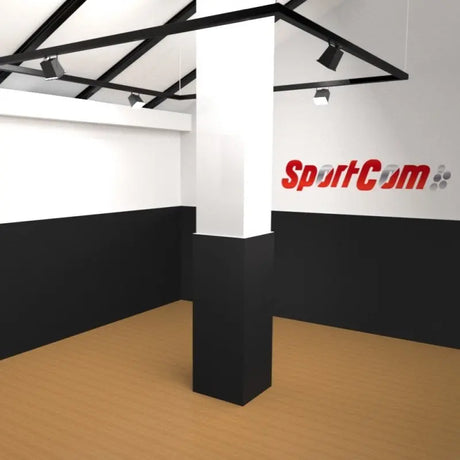 SportCom Flexi-Post Säulenpolster von Dollamur in Schwarz an einer großen Säule bis 80 × 80 cm, Visualisierung