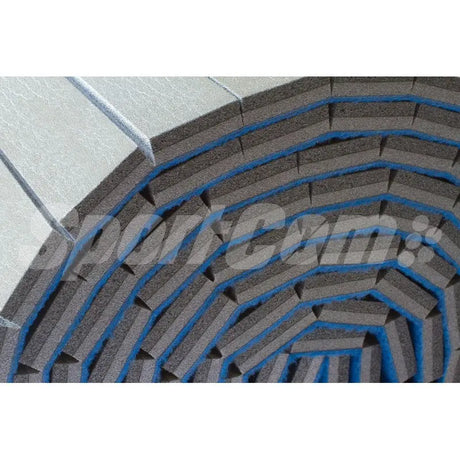 SportCom Flexi-Roll Gym & Cheer-Boden, Detail mehrerer gerollter Bahnen von der Stirnseite