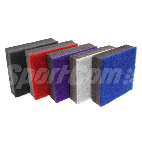 SportCom Flexi-Roll Gym & Cheer-Boden, Musterstücke in Schwarz, Rot, Violett, Weiß und Blau