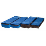 SportCom Flexi-Roll Gym & Cheer-Boden, vier blaue Musterstücke in unterschiedlichen Stärken