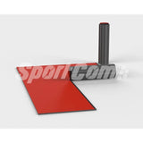 SportCom Flexi-Roll Ringermatte von Dollamur, Variante 5 cm: ausgerollte rote Matte mit Rolle, freigestellt