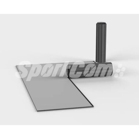 SportCom Flexi-Roll Ringermatte von Dollamur, Variante 4 cm: ausgerollte graue Matte mit Rolle, freigestellt