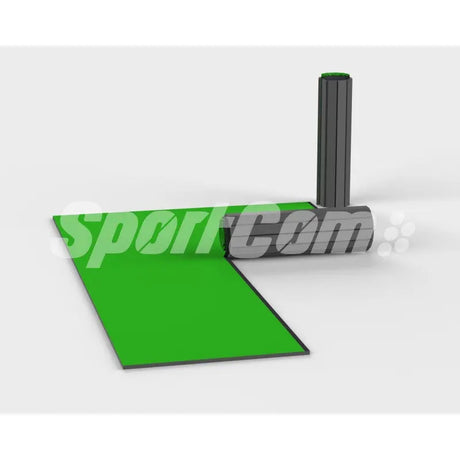 SportCom Flexi-Roll Ringermatte von Dollamur, Variante 4 cm: ausgerollte grüne Matte mit Rolle, freigestellt