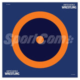 SportCom Flexi-Roll Ringermatte von Dollamur, Draufsicht einer blauen Ringermatte mit orangem Kreis