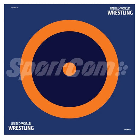 SportCom Flexi-Roll Ringermatte von Dollamur, Draufsicht einer blauen Ringermatte mit orangem Kreis