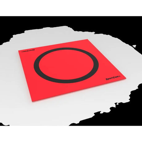 SportCom Flexi-Roll Wrestling Home Mat in Rot mit schwarzem Ring in Schrägansicht von oben